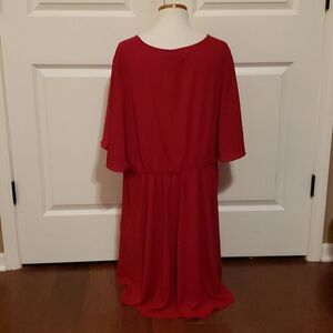 City Chic Top Hi Lo Accent Top Red Size 22W‎